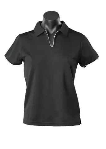 Aussie Pacific Ladies Yarra Polo Shirt 2302 Casual Wear Aussie Pacific Black/White 16-18